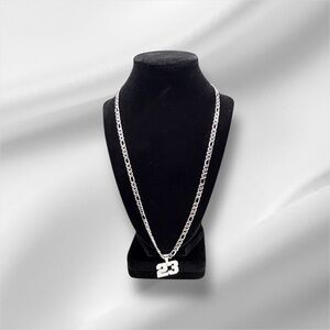 Men’s Silver Chain Necklace with #23 Pendant